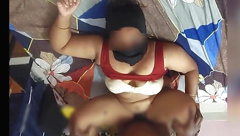Indian housewife gets fucked in a red bra and white bra