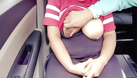 Indian girl with big boobs is doing a public sex show