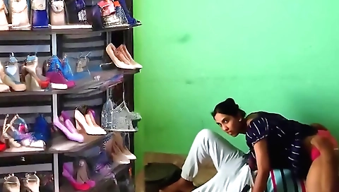 Brunette in red dress and stockings is a pleasure to see