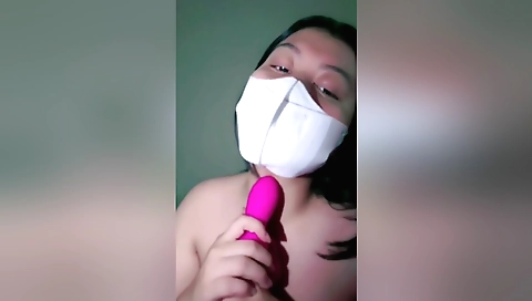 Indian stepsister has a topless sex show with vibrator