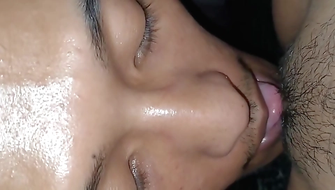 Indian teen 18+ sucking hairy pussy of her husband