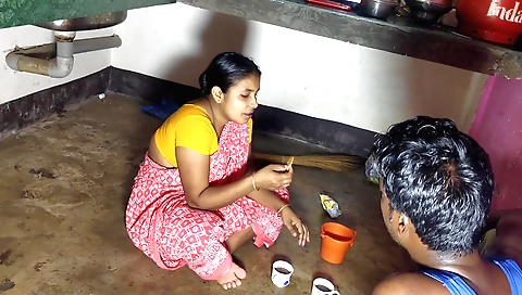 Hot brunette amateur indian girl is having fun with a dick