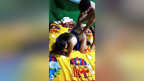 Stepmother stepsister with a big ass shows off and gets fucked