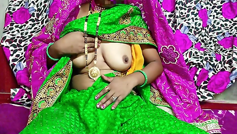 Indian girl in a red dress and white blouse is sucking a dick