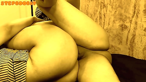 Big-ass brunette stepmom fucks in her stepson's kitchen