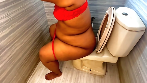 Indian girl with a large booty has a huge boob shower