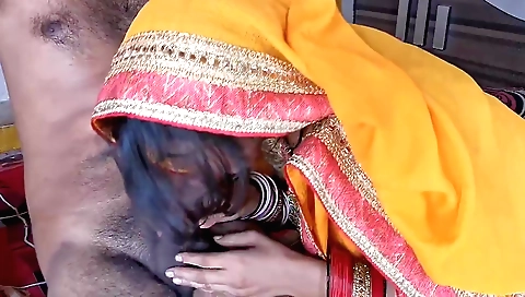 Indian brunette gets her mouth filled with dick and pussy