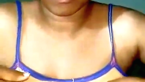 Busty girl masturbating in sexy bra red dress video