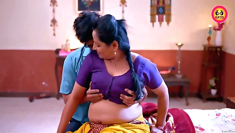 Young stepson fucks a big ass brunette milf in threesome