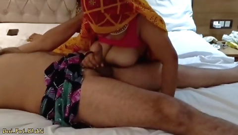 Indian teen in a thong has a big dick for her pussy