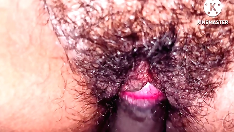 Indian bitch with a hairy pussy is stepping into the world