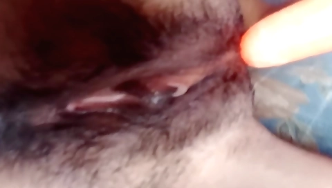 Indian hairy girl plays with her own hair and finger