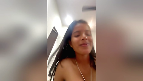 Indian girl with large boobies rides a big black dick