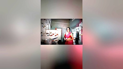 Indian woman is wet after a wet rain and gets naked