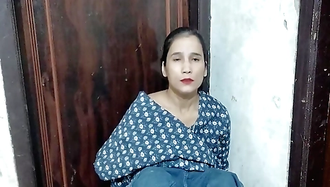 Indian stepsister in a pink dress and black shorts