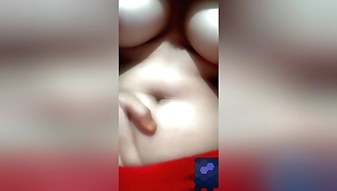 Chubby teen takes off her panties and fucks her pussy on