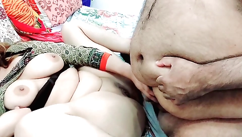 Amateur brunette caught her stepson masturbating on her bra panty