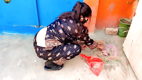 Indian female shows her face and gets the camera on her face