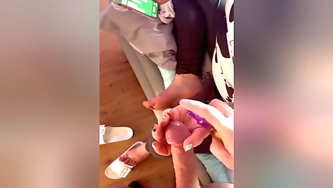 Amateur handjob milf shows her tits before giving a hard fuck