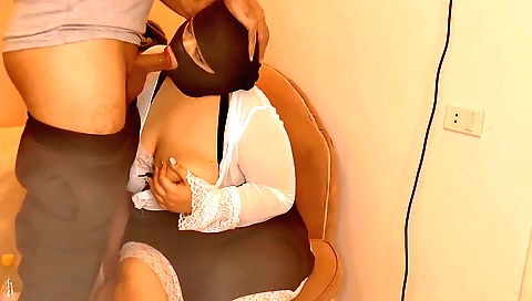 This hot brunette in sexy lingerie gets fucked by a guy