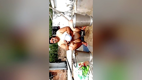 Mature bitches fuck with their hands in outdoor porn video