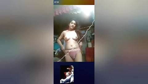 Today Exclusive -cute Desi Chick Showing Her Boobs And Pussy On Vc 6