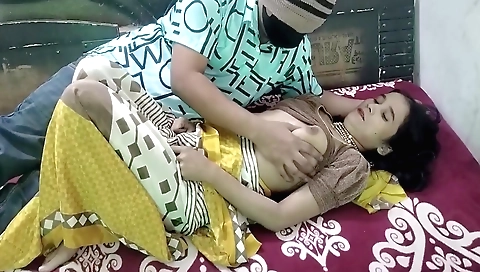 Indian slut in a bikini and lingerie fucks on her knee