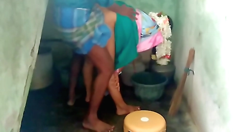 Indian brunette gets her husband's cock in her mouth and ass