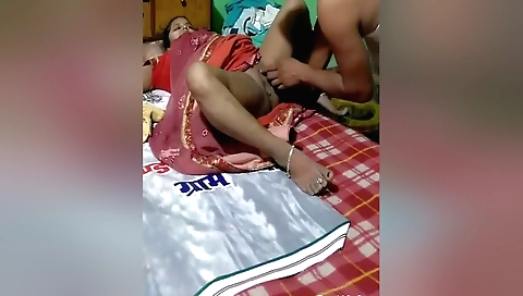 Busty indian girl with a sexy body is playing with her lover