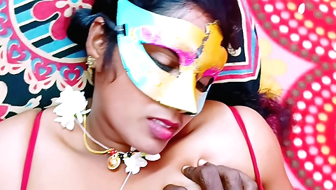 Hairy brunette girl in a sexy outfit enjoys sex with her stepdad