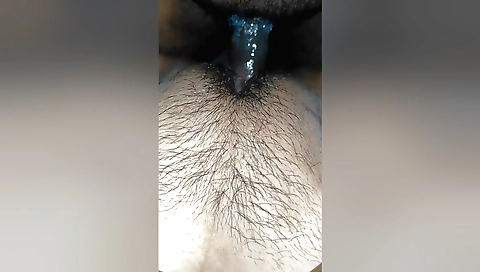 Indian wife has sex with husband and cum in her hairy pussy