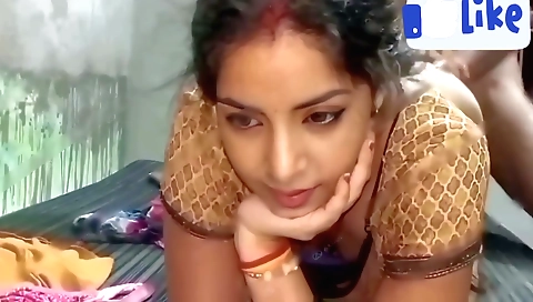 Brunette teen fucks hard at the bed in doggy position