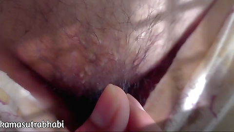 Indian woman shows her hairy pussy and fingers in POV